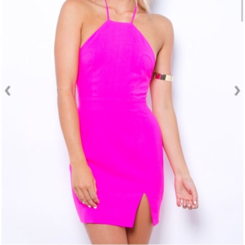 Hot pink halter top dress